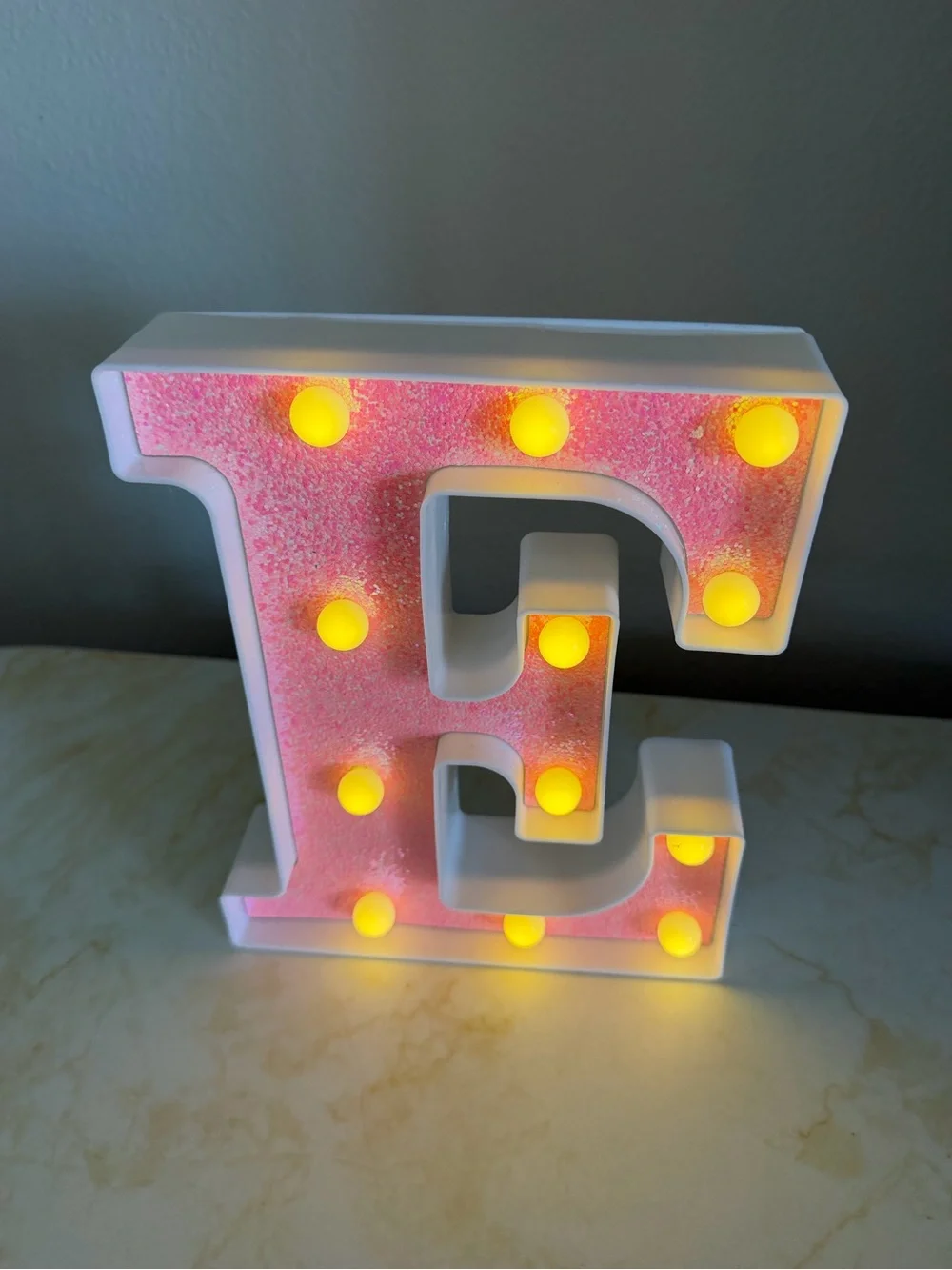 Sparkly Pink Glitter Marquee Light - Letter 